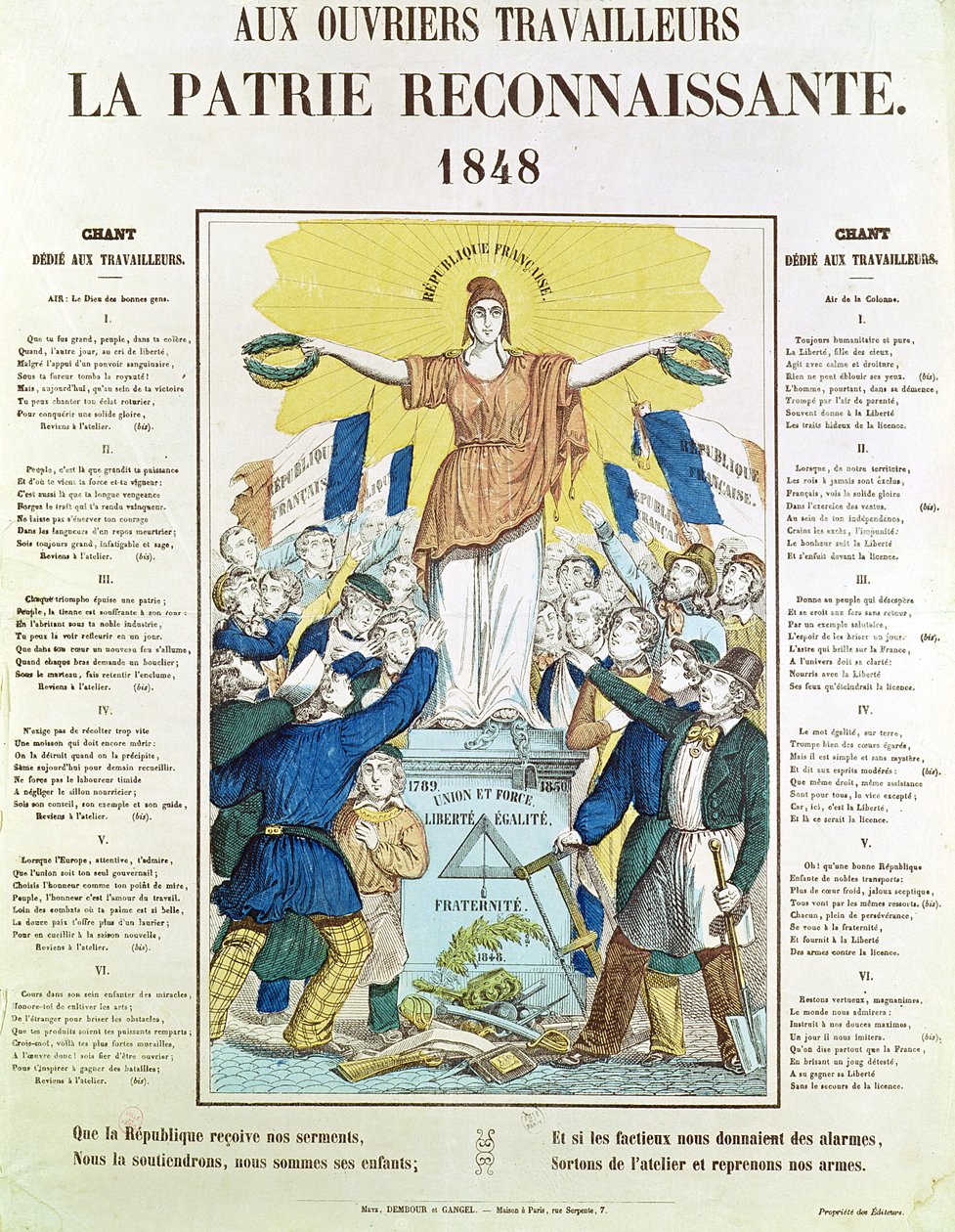 Illustrated Lyric Sheet for a Song Dedicated to the Workers, 1848 by French School