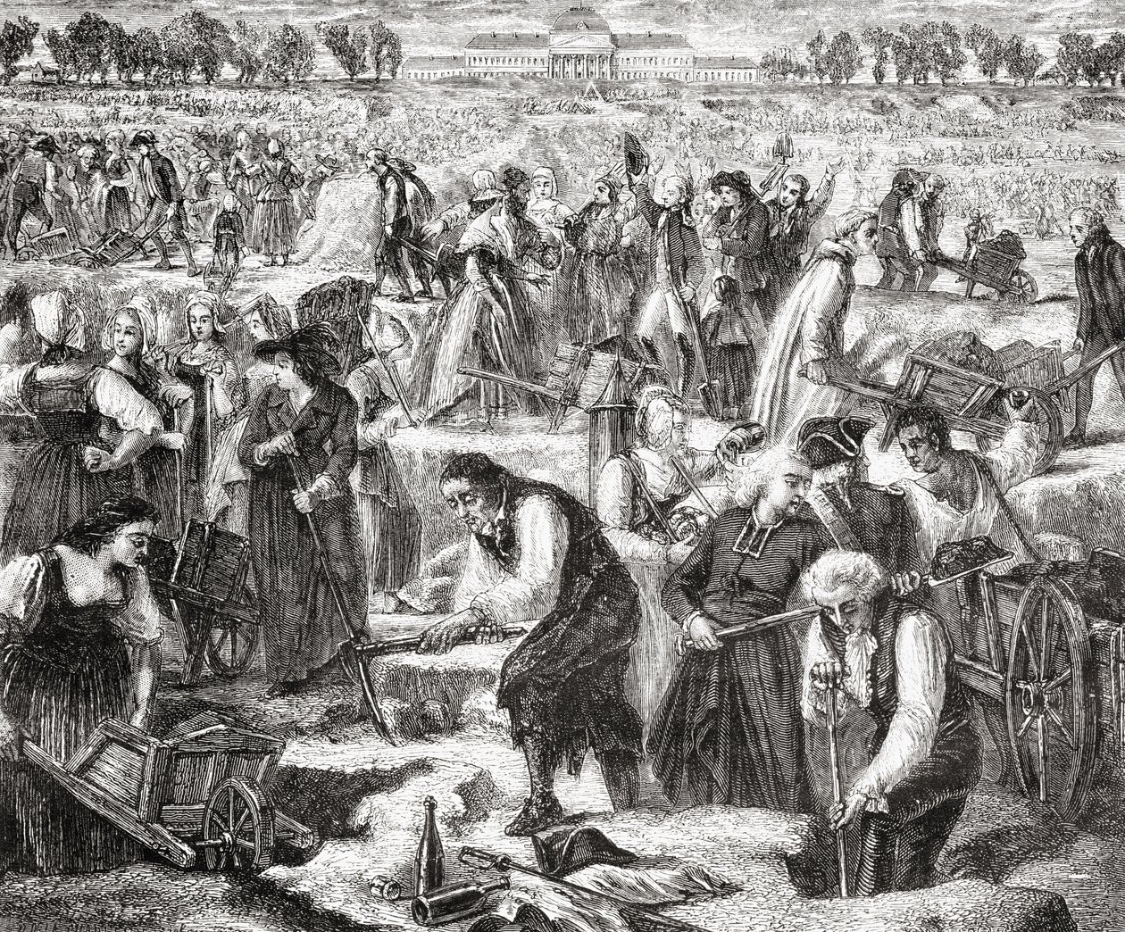 Labourers working in the Champ de Mars by French School