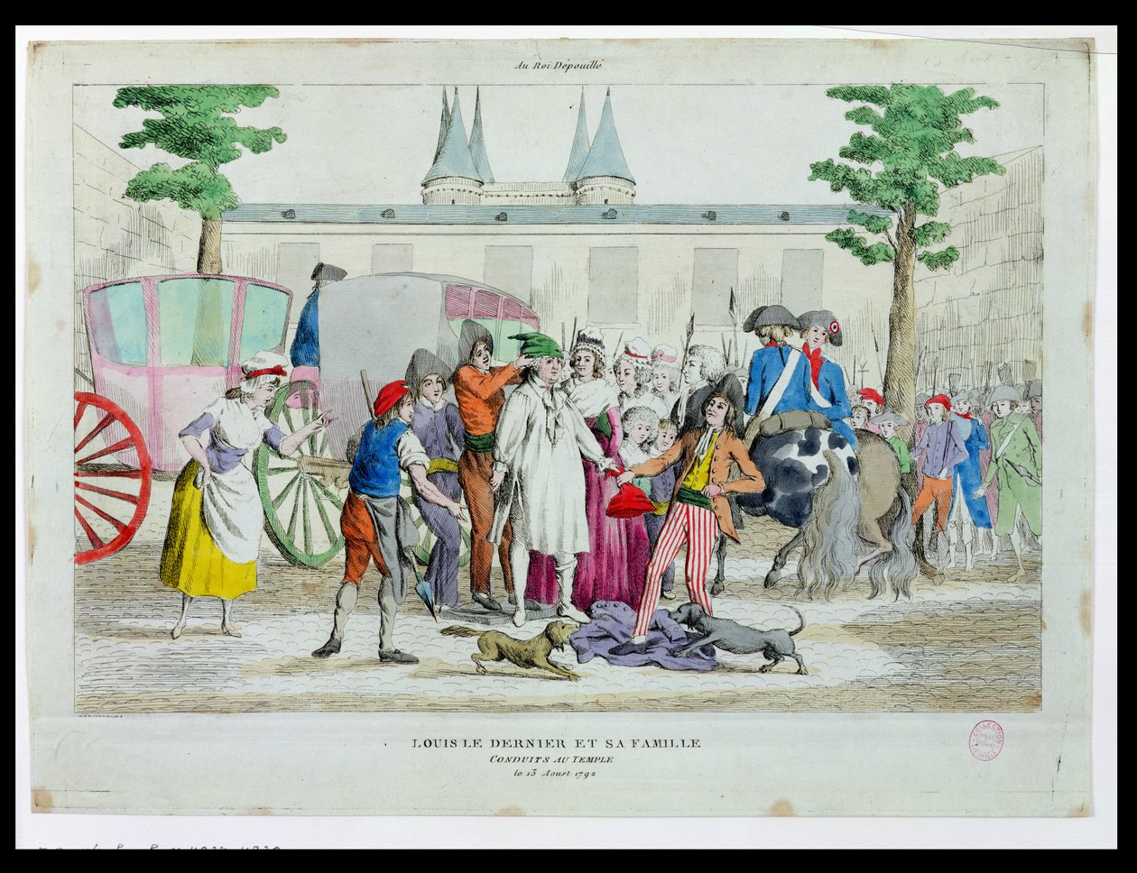 Louis XVI (1754-93) and His Family Taken to the Temple, 13th August 1792 by French School