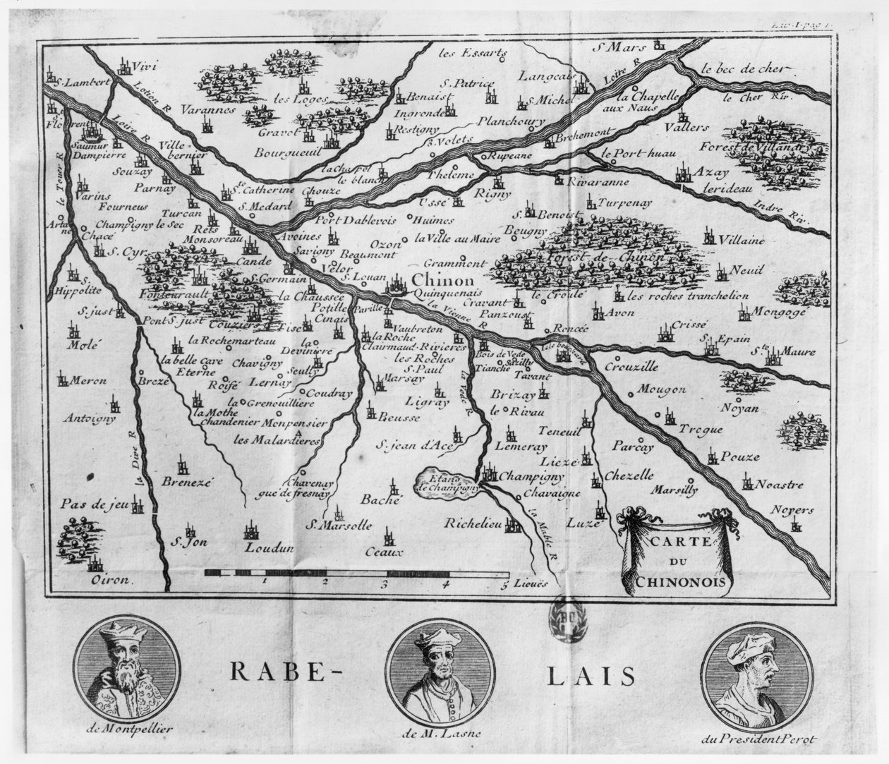 Map of the Region of Chinon Related to the Works of Francois Rabelais by French School