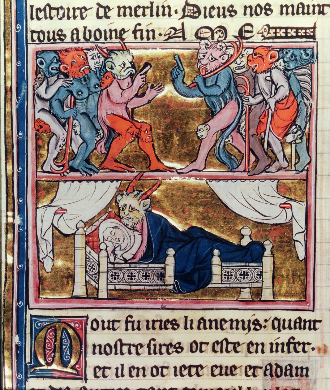 Council of Demons, from 'l'Histoire de Merlin', c.1280-90