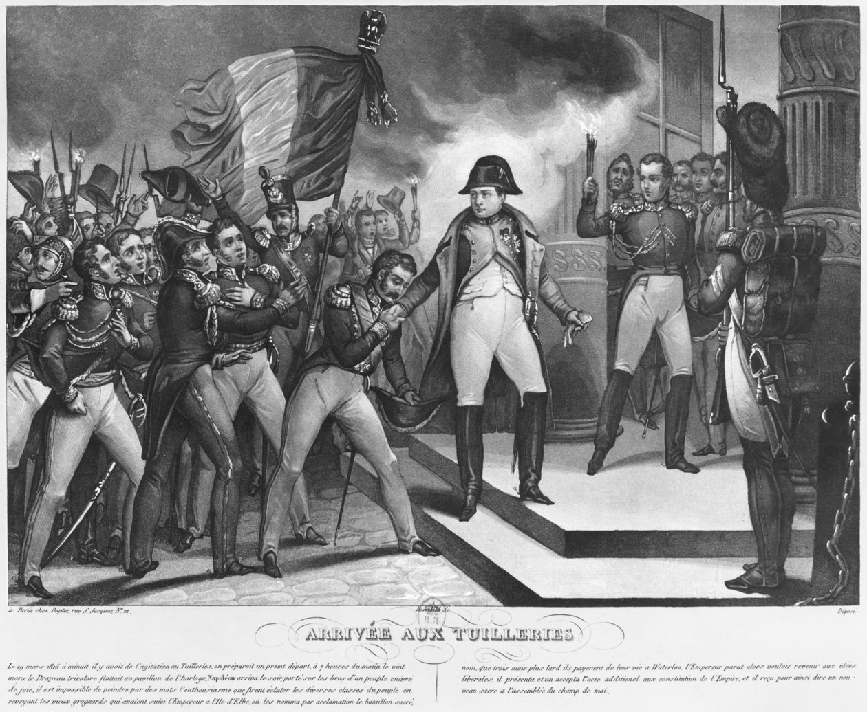 Napoleon I (1769-1821) arriving at the Tuileries on 20th March 1815, Paris, engraved by Roemhild by French School
