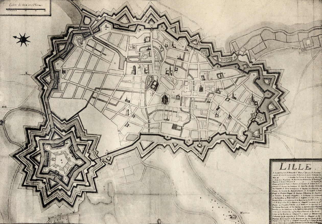 Plan and fortifications of Lille around 1670, from 
