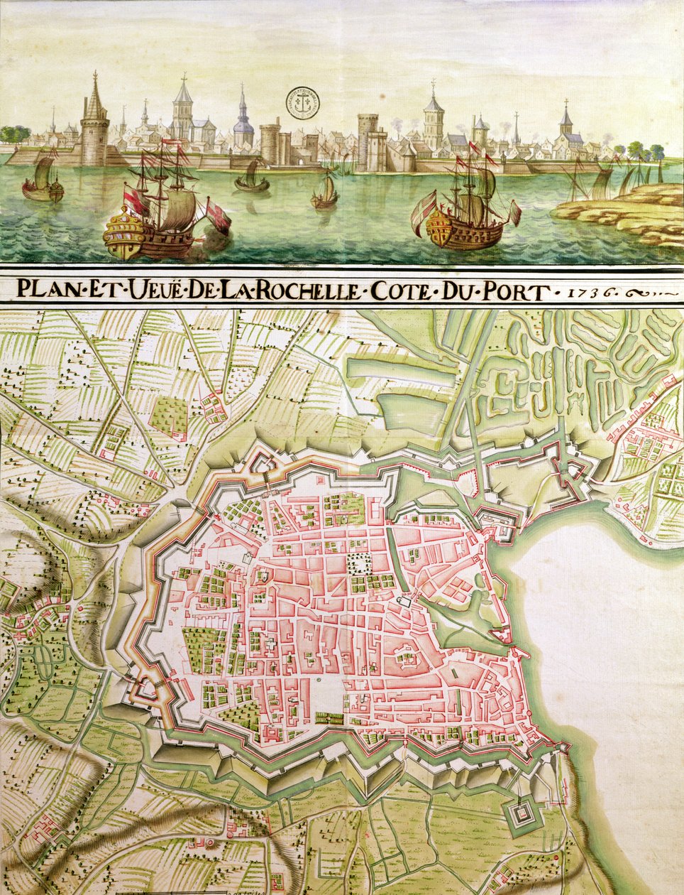Plan of the town of La Rochelle by French School