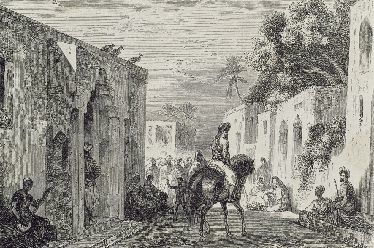 Street in a Zanzibar town, 1860s by French School