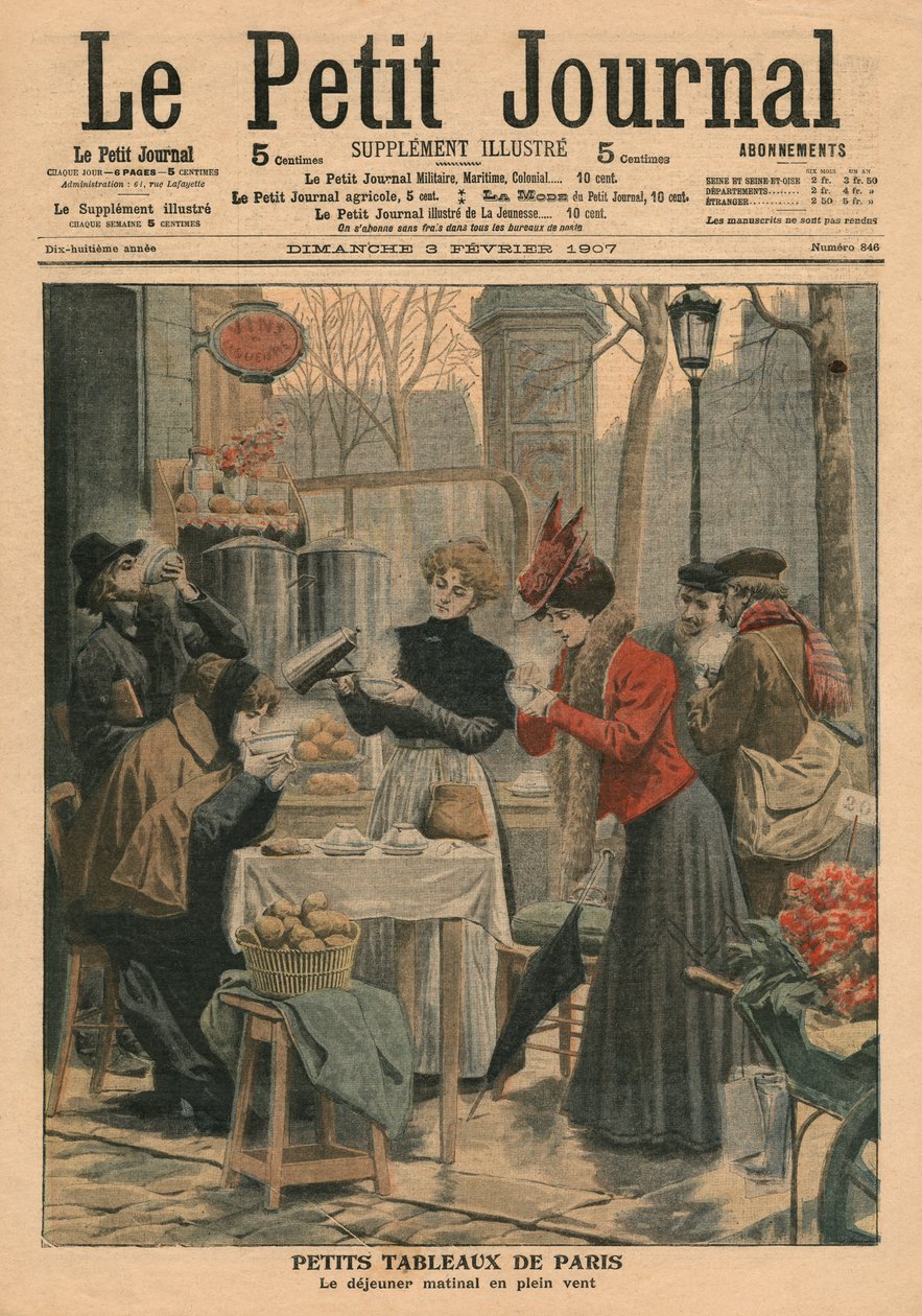 Street scenes of Paris, breakfast in open air, illustration from 