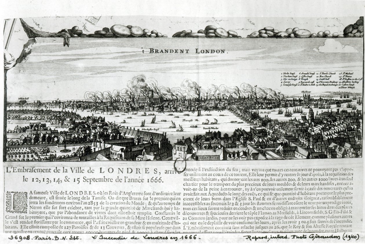 The Great Fire of London in 1666 by French School