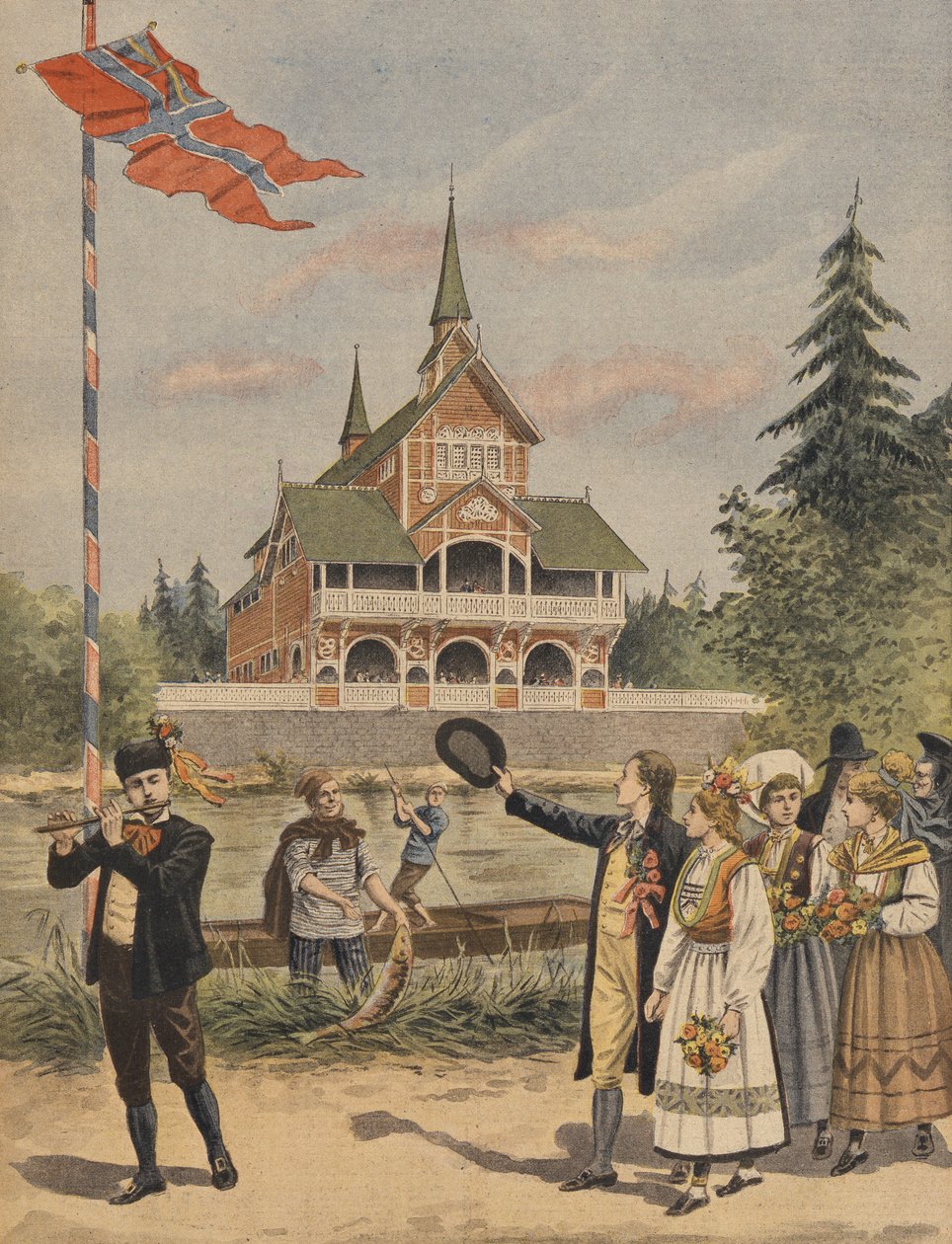 The Norwegian Pavilion at the Universal Exhibition of 1900, Paris, Illustration from Le Petit Journal, Supplement Illustre, 13th May 1900 by French School