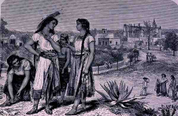 Young Girls of Tula, from The Ancient Cities of the New World, by Claude-Joseph-Desire Charnay, pub. 1887 by French School