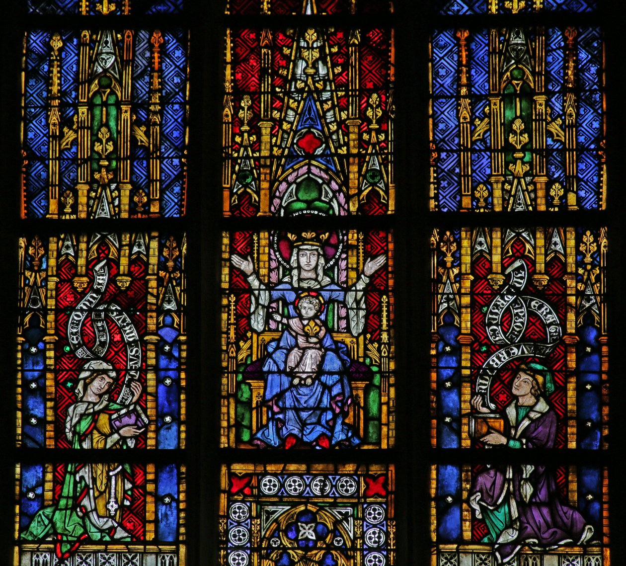 Window depicting Virgin and Child with donors, c. 1320, 14th-20th century by French School