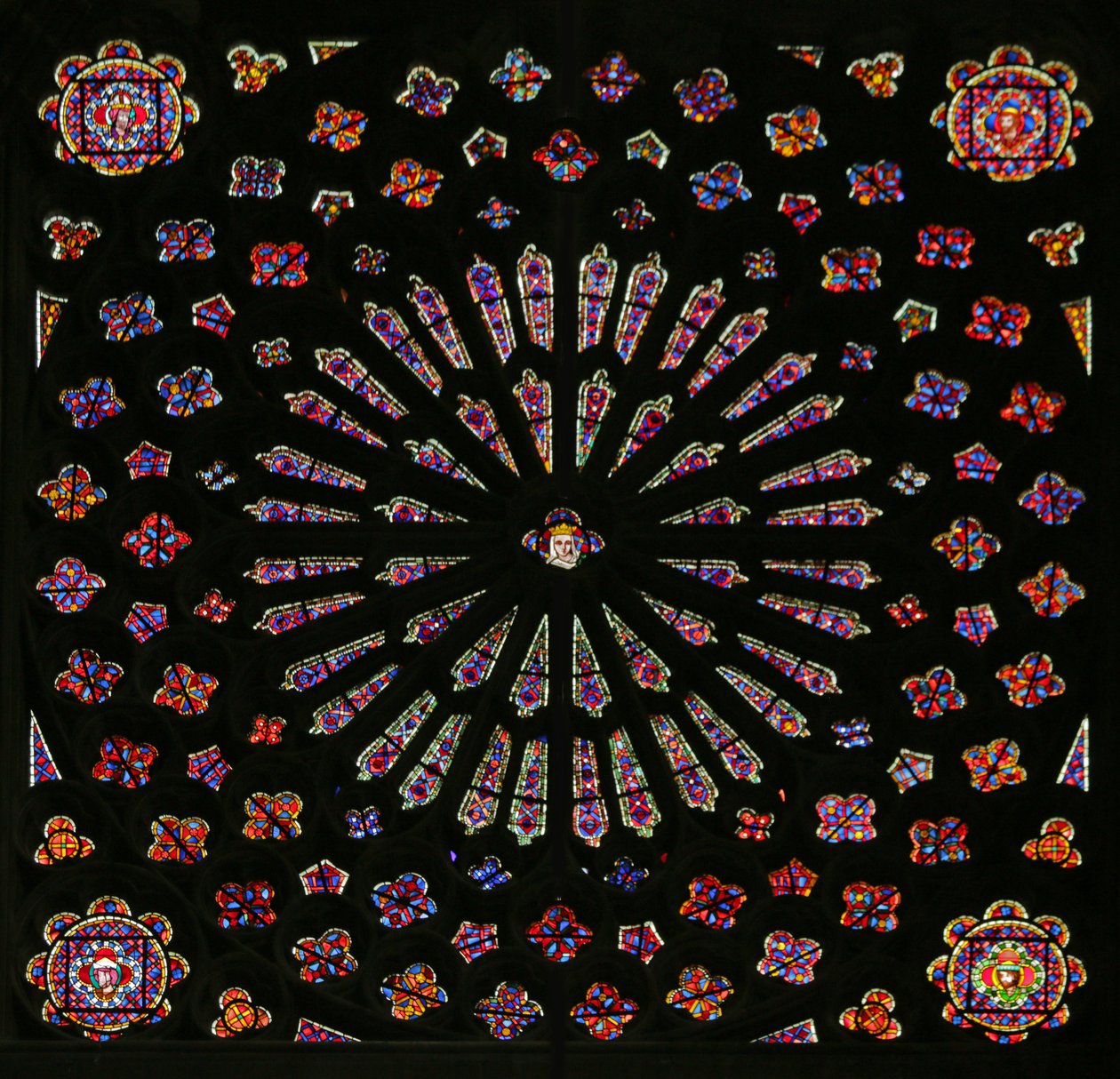Window depicting the North Rose Window by French School
