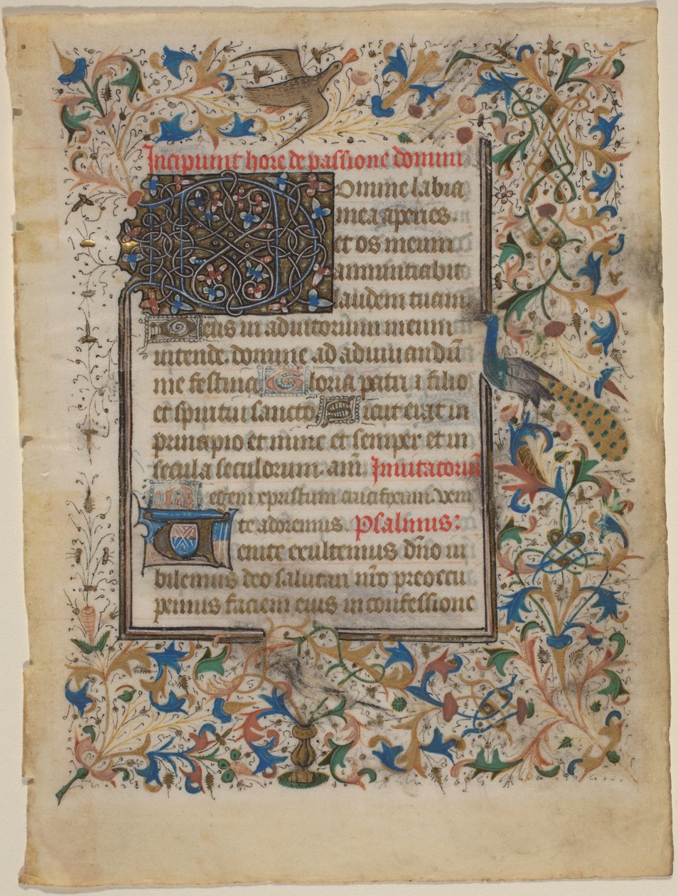 Manuscript Leaf from a Book of Hours (incip. Passionis) by French 14th Century