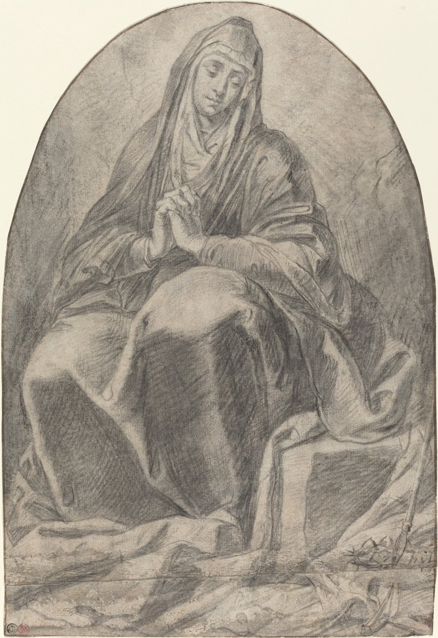 The Grieving Virgin Contemplating Instruments of the Passion by French 17th Century