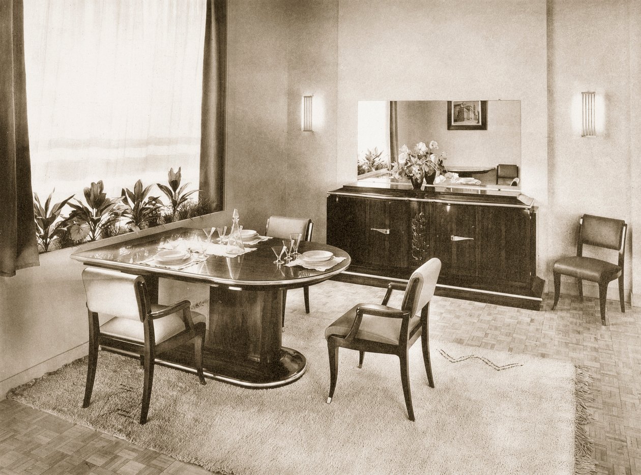 Dining Room from Ensembles Mobiliers, pub. 1937 by French Photographer