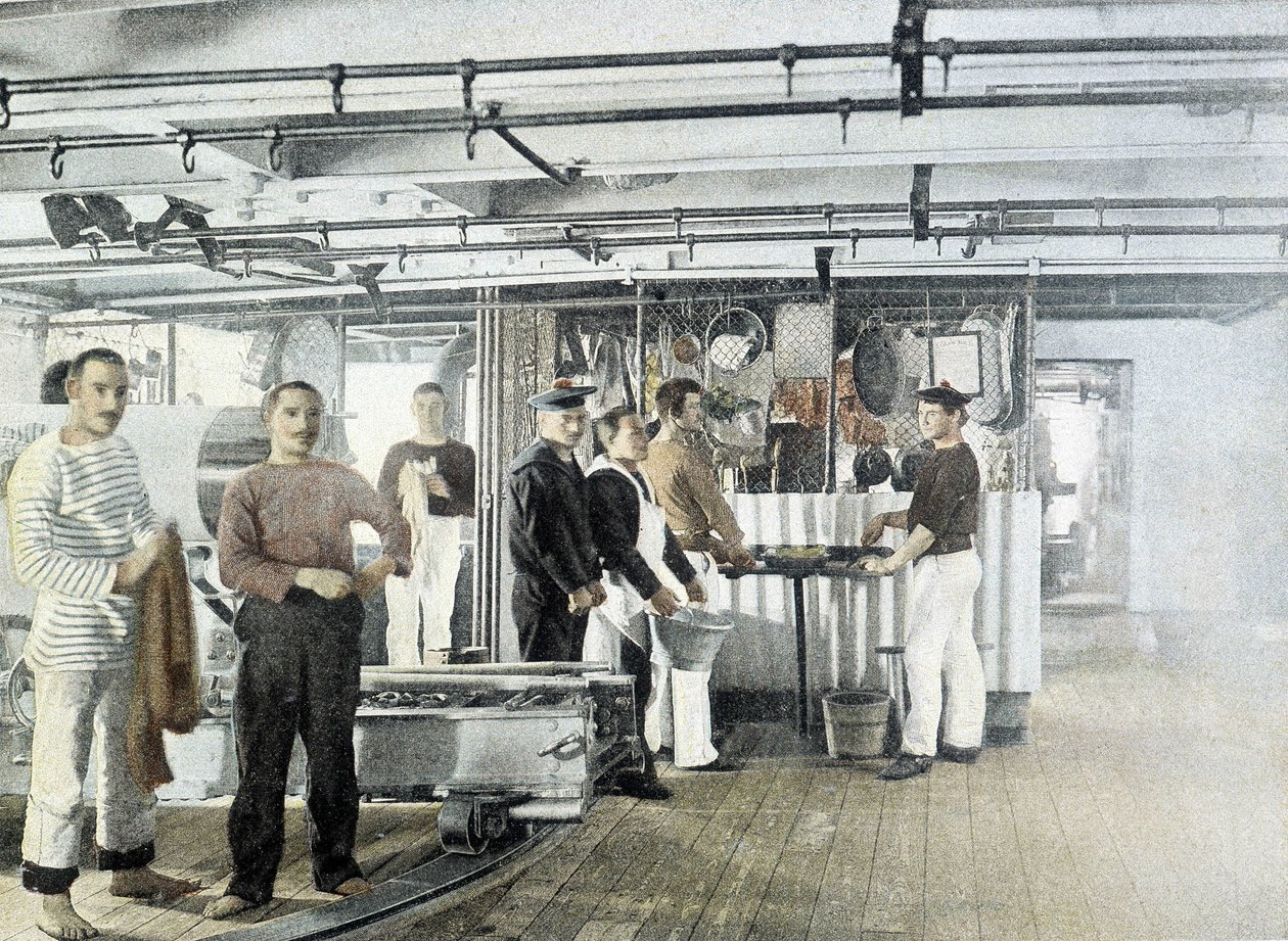 French Navy, late 19th century: The kitchen of officers by French Photographer