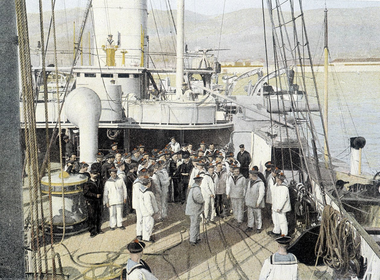 French Navy, late 19th century: The wagemestre, distribution of letters by French Photographer