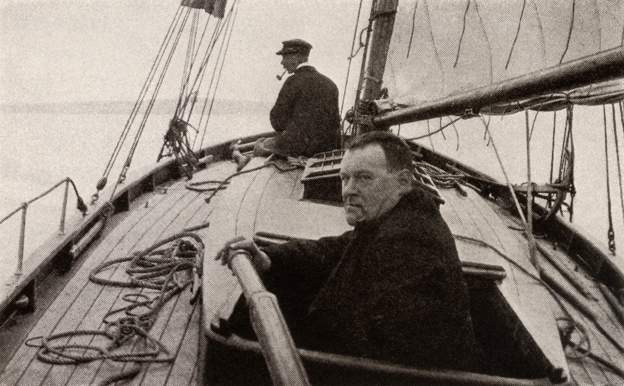 Hilaire Belloc in his boat by French Photographer