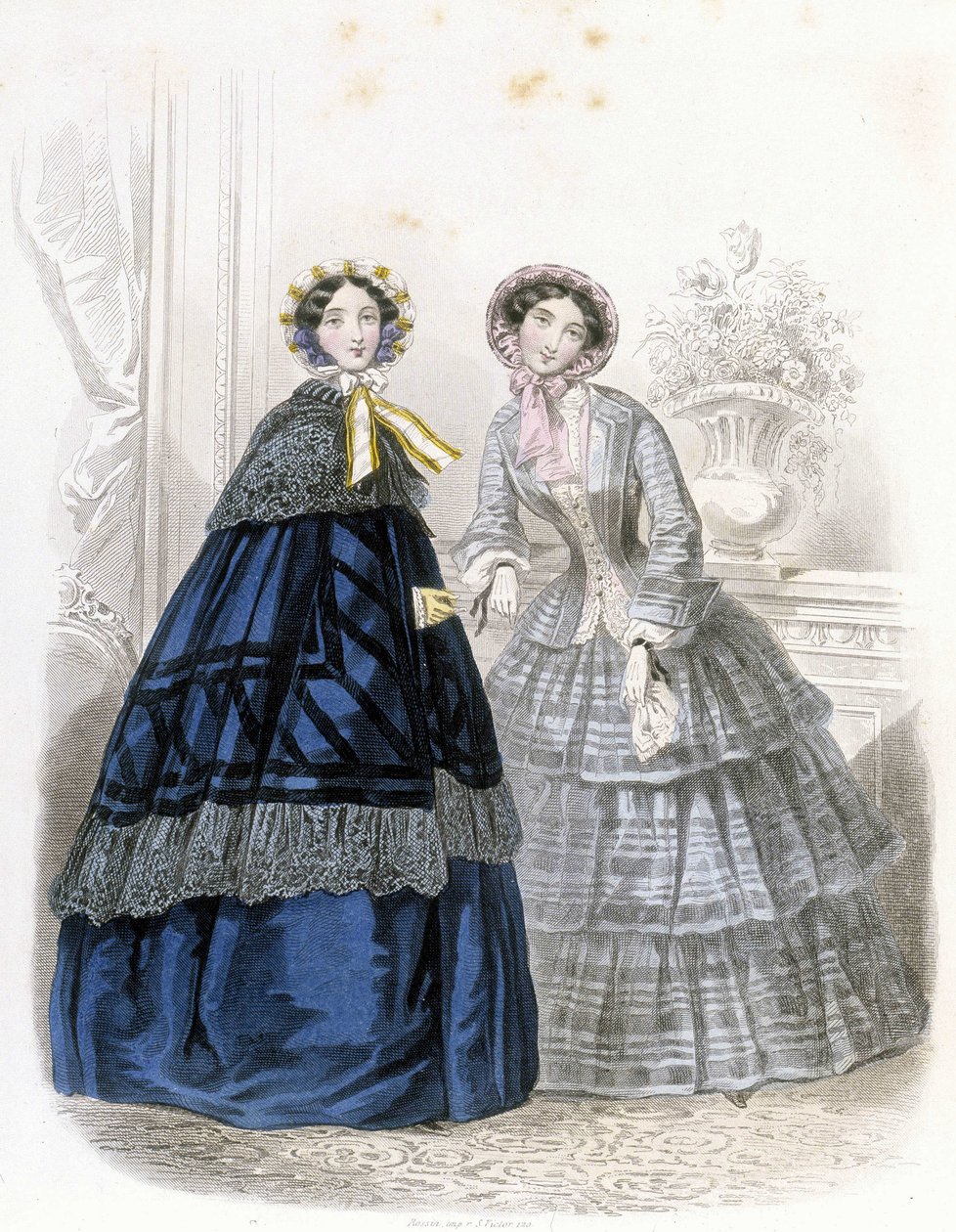 2 Fashionable Women: in Outfit - in Journal des Demoiselles 1852 by French School