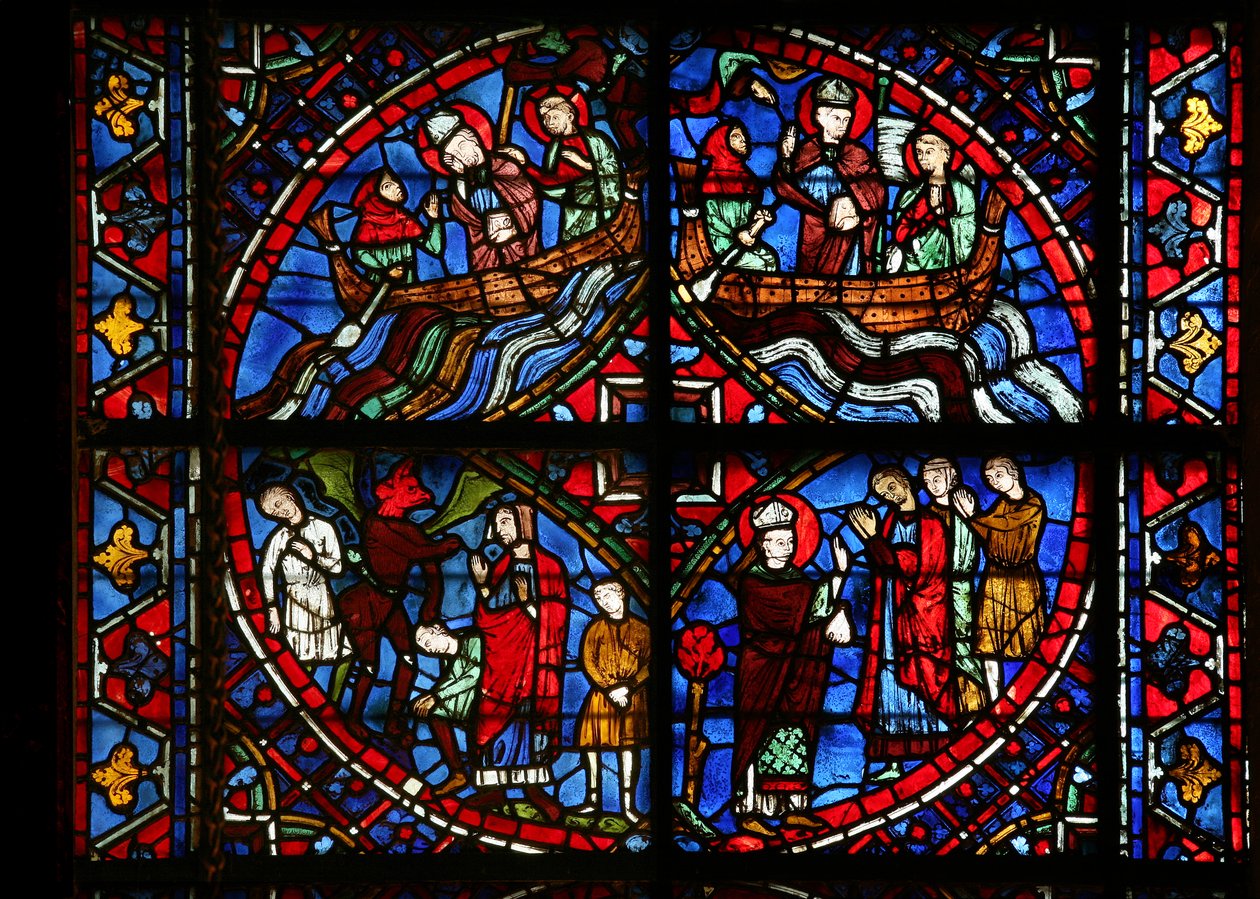 4 Panels from the St Germain Window by French School