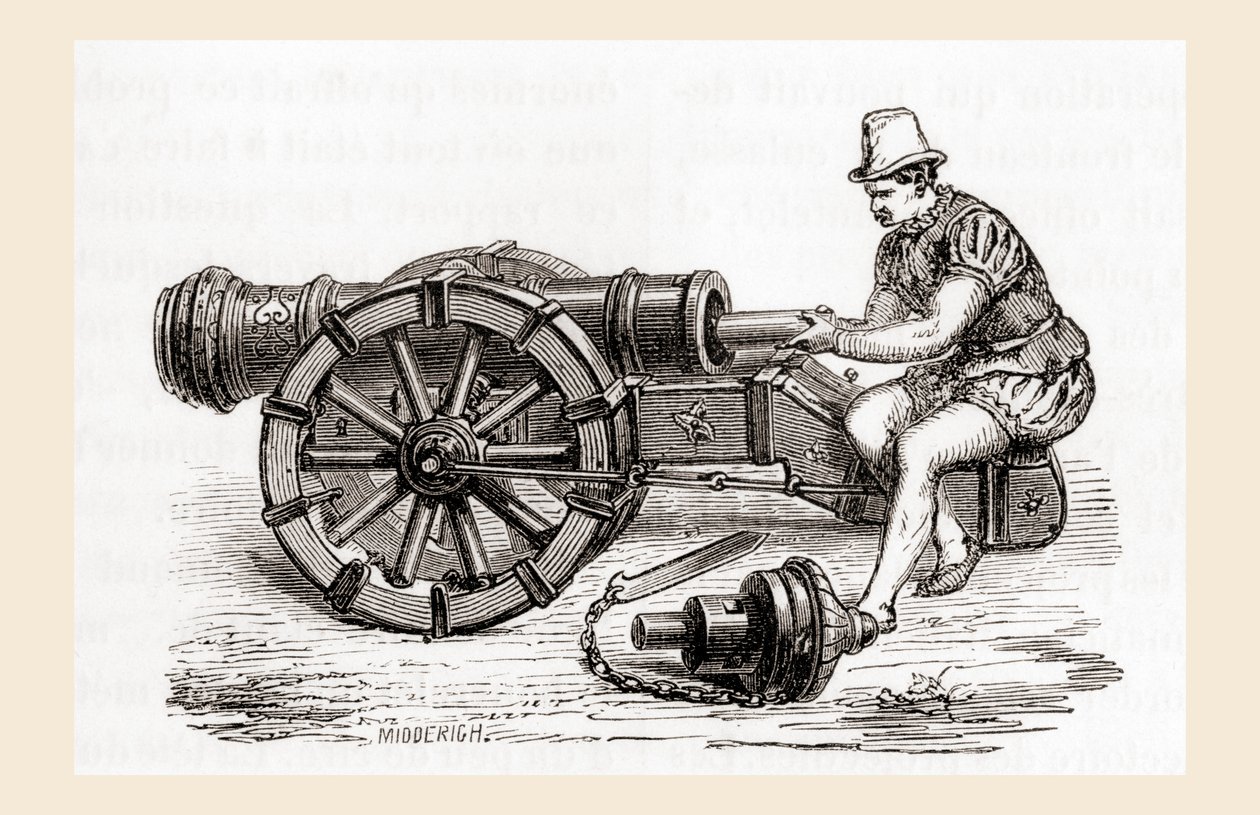 A 16th century breech loading German cannon, from Les Merveilles de la Science, published c.1870 (engraving) by French School