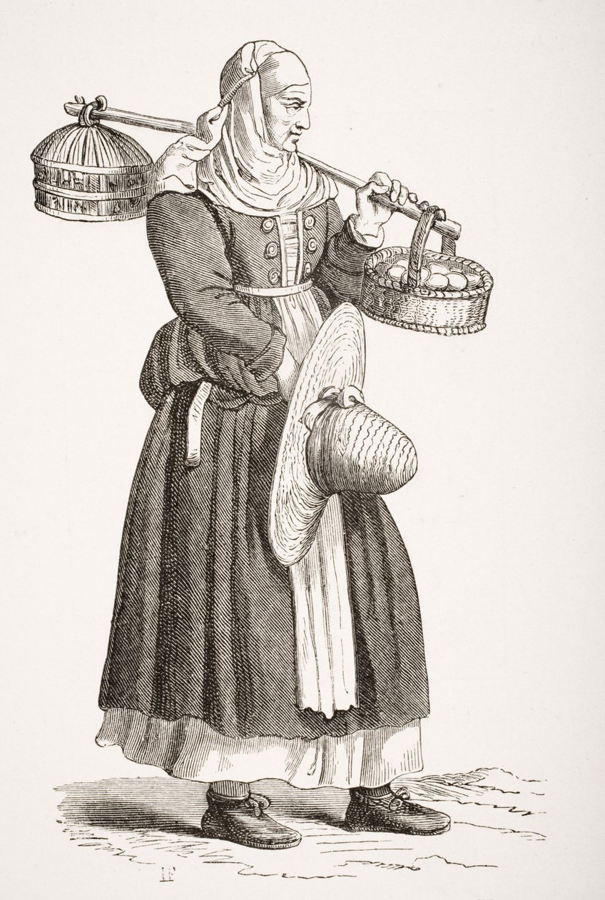 A Dealer in Eggs, after a 16th Century Woodcut by Cesare Vecellio (1521-1601) from 