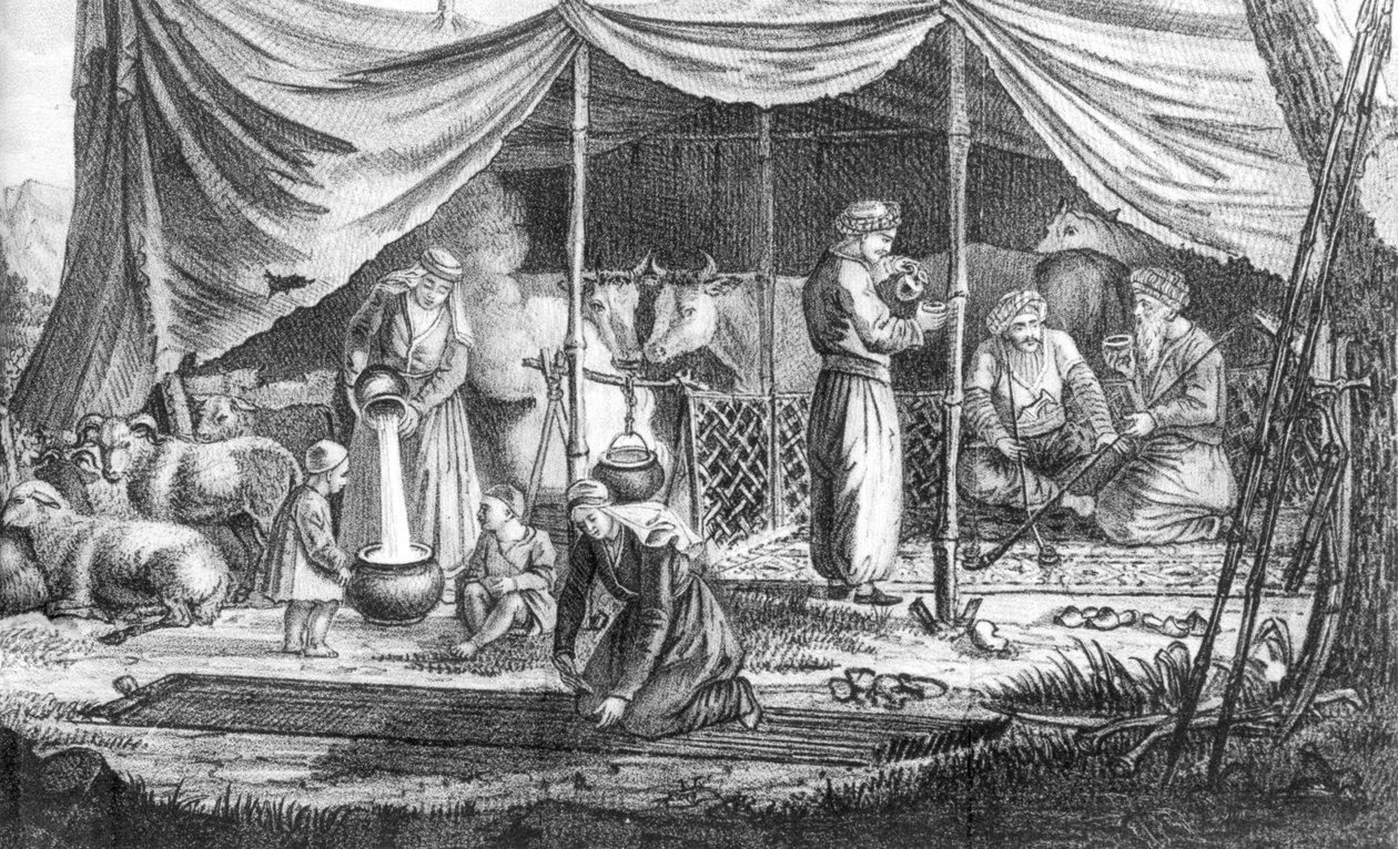 A Family of Kurdish Nomads, from Voyage en Perse by French School