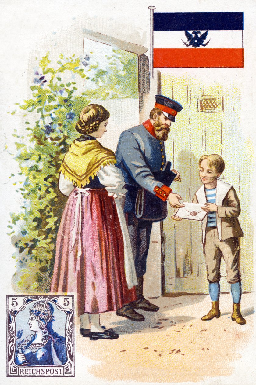 A Postman in Germany delivering a letter, late 19th century by French School