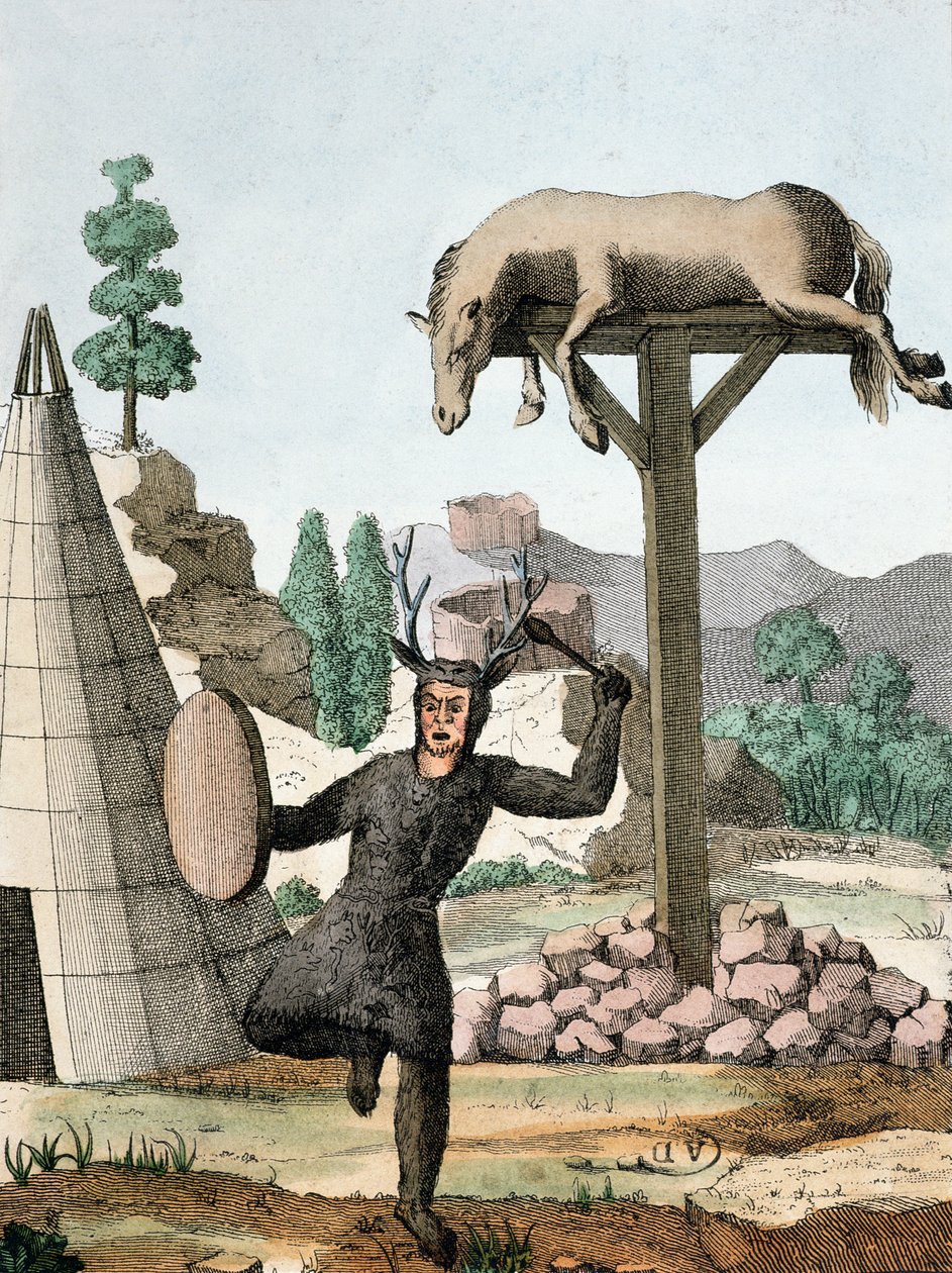 A Siberian Tartar Shaman and Burial Ground by French School