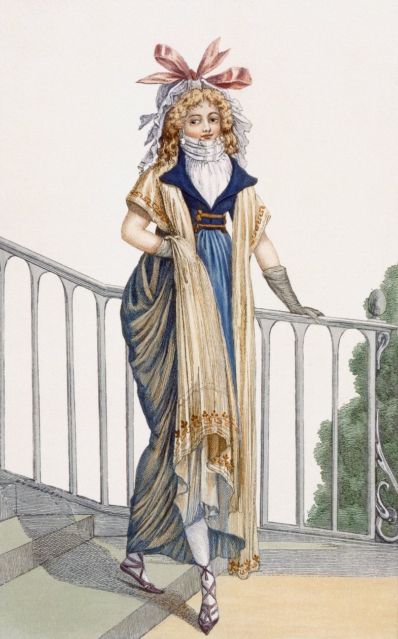 A country style walking dress, illustration from Journal des Dames et des Modes, 1797 by French School