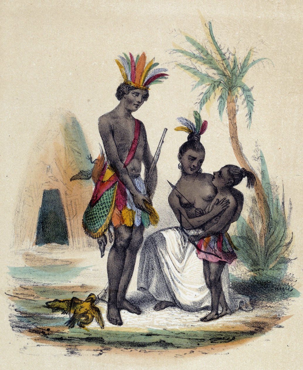 A Family of Canadian Indians in Front of Their Teepees by French School
