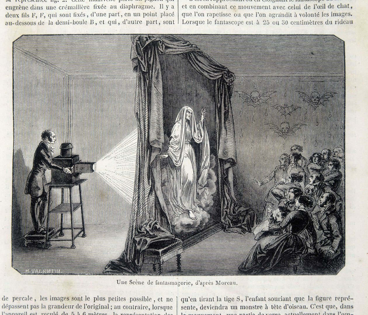 A fantasmagorie scene by projection - in Picturesque store by French School