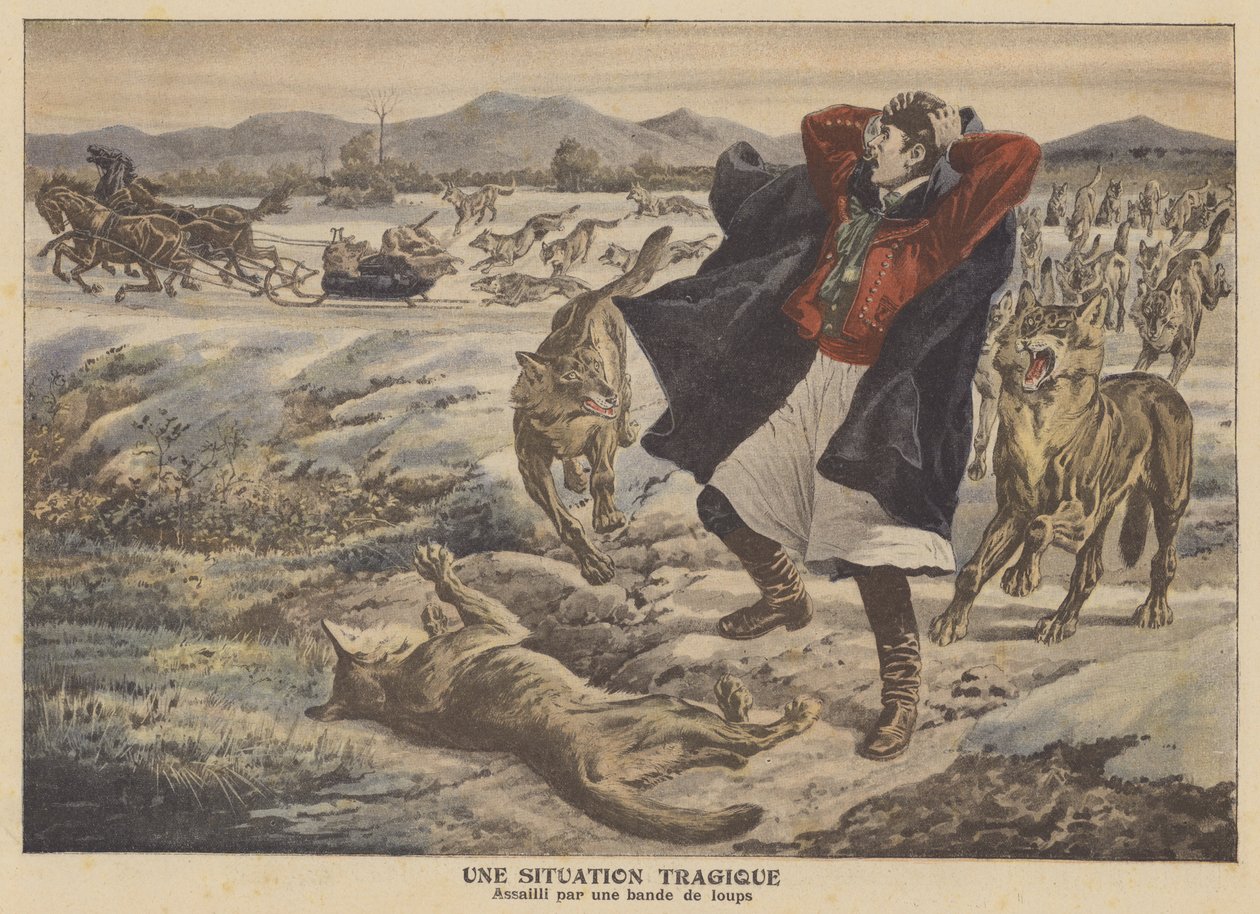 A merchant attacked by a pack of wolves in Transylvania by French School