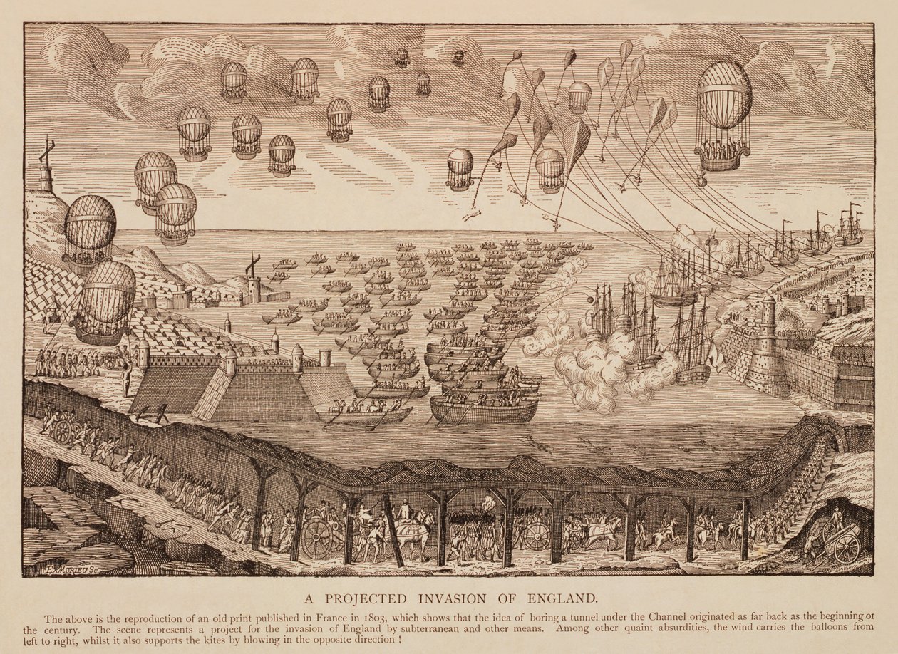 A projected Invasion of England, reproduction of French print from 1803 by French School
