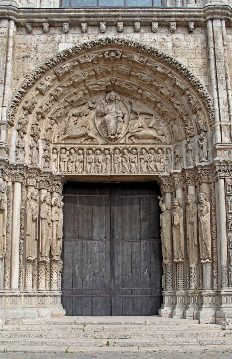 A view of the central west door by French School
