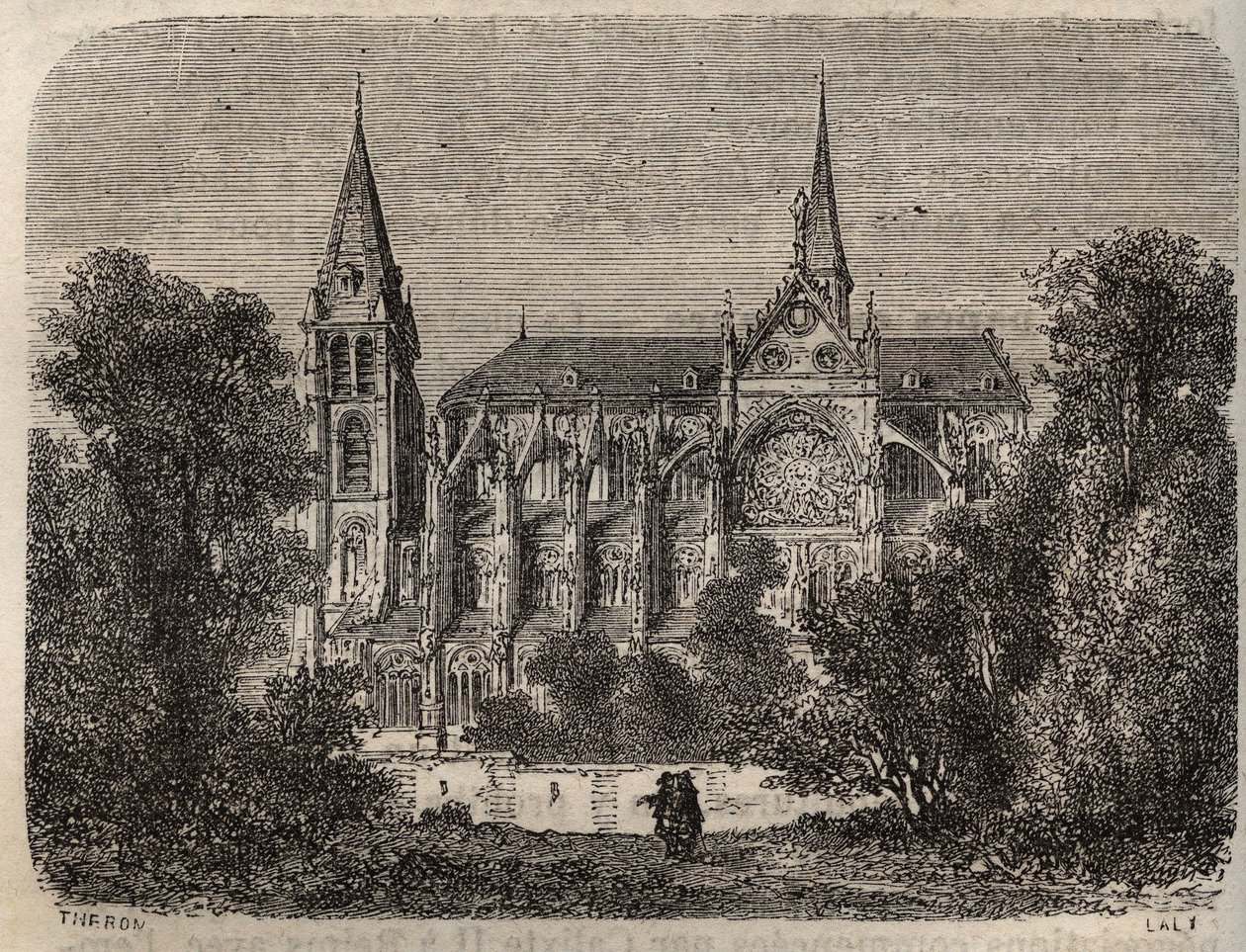 Abbey Saint-Victor of Paris, founded in the 12th century - engraving in 