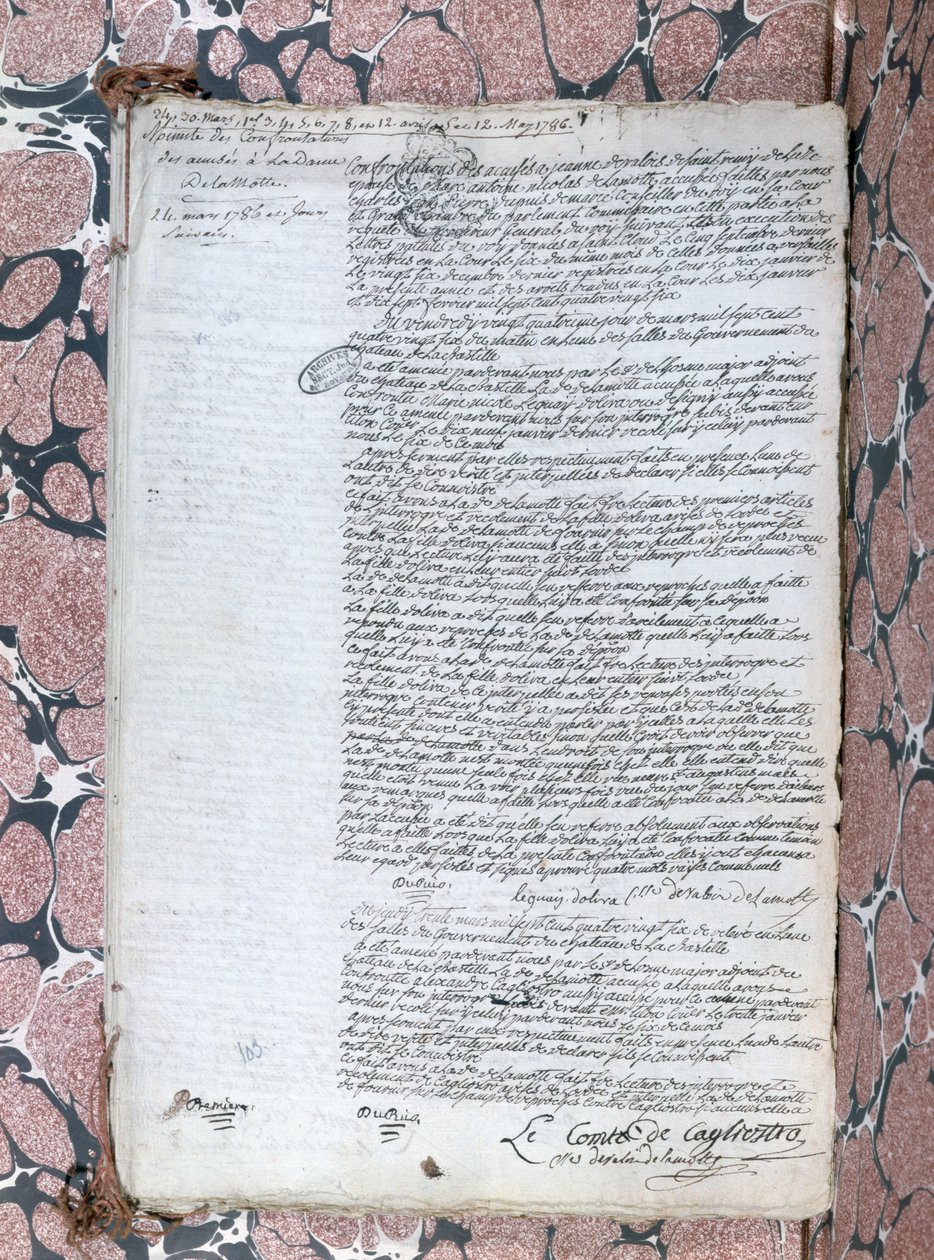 Account of the Confrontation Between Comtesse de la Motte and Cagliostro During the Trial Concerning the Queen