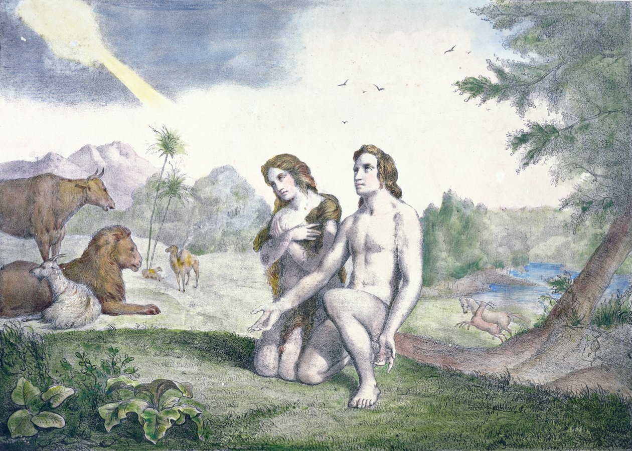 Adam and Eve in the Garden of Eden by French School