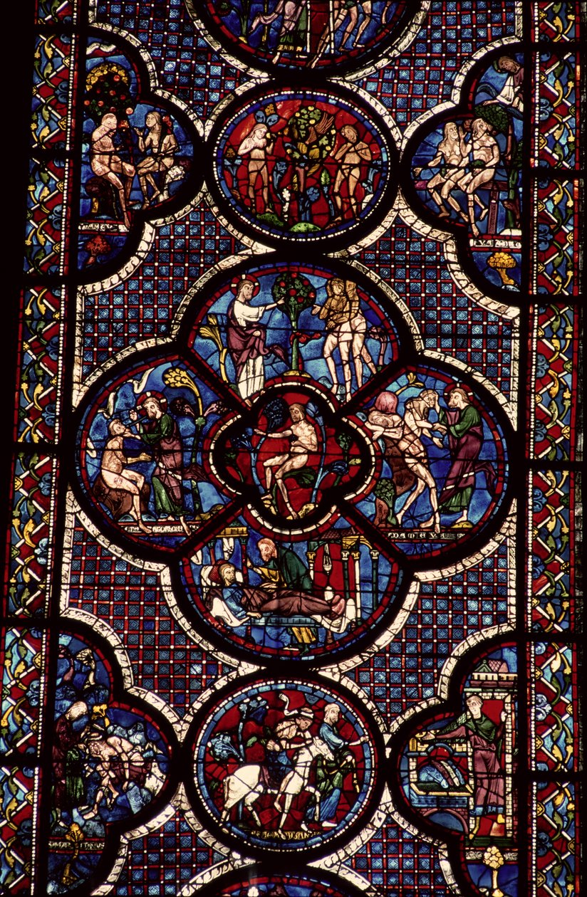 Adam and Eve window, 13th century by French School