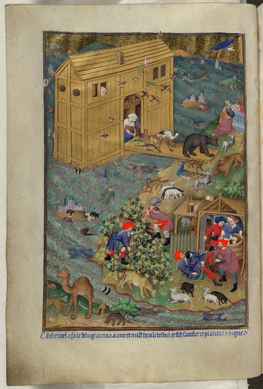 The exit from the Ark, from Book of Hours (The Bedford Hours) by French School