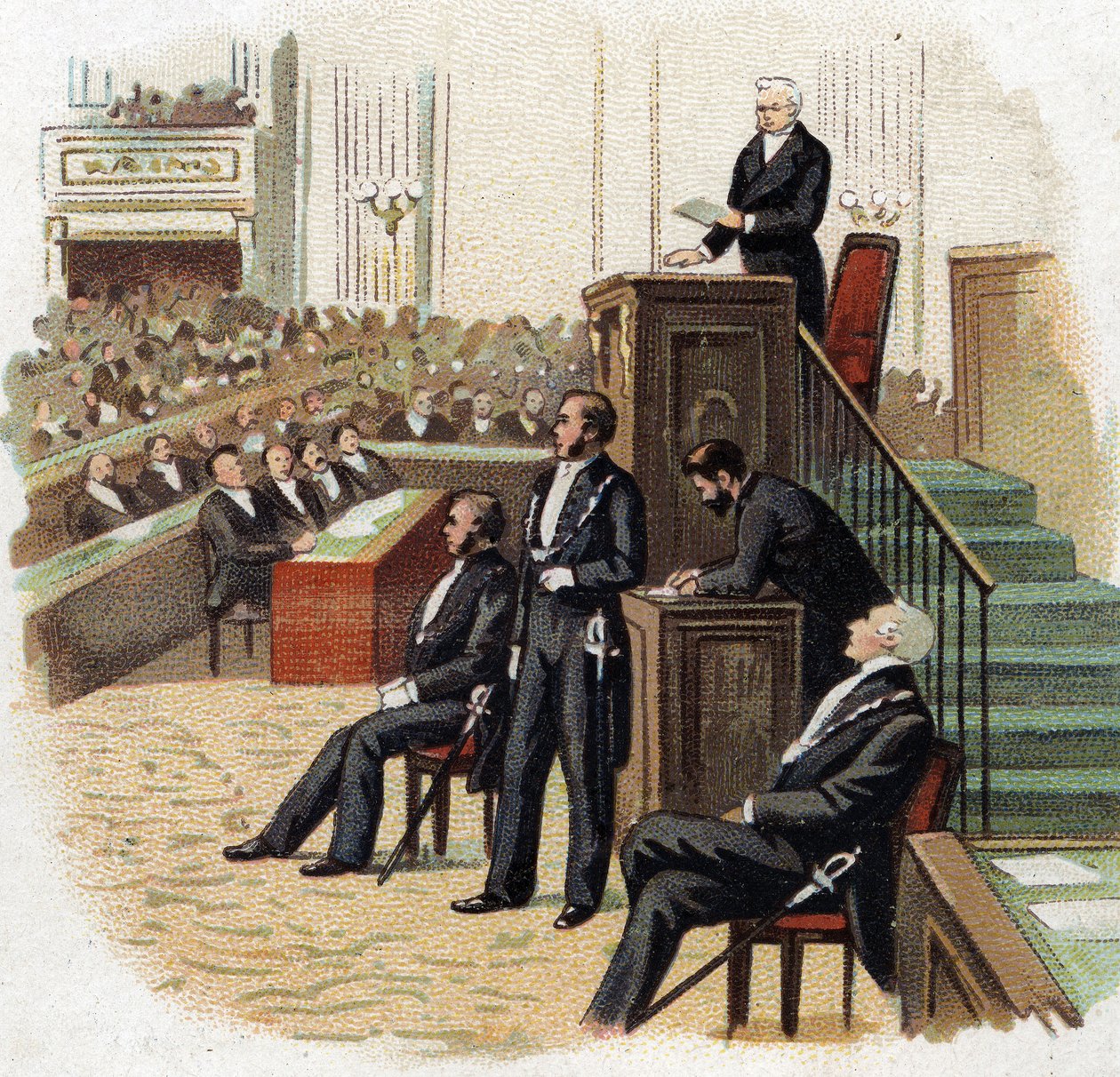 Adolphe Thiers (1797-1877), President of the Republic at the Podium of the National Assembly in 1872 by French School