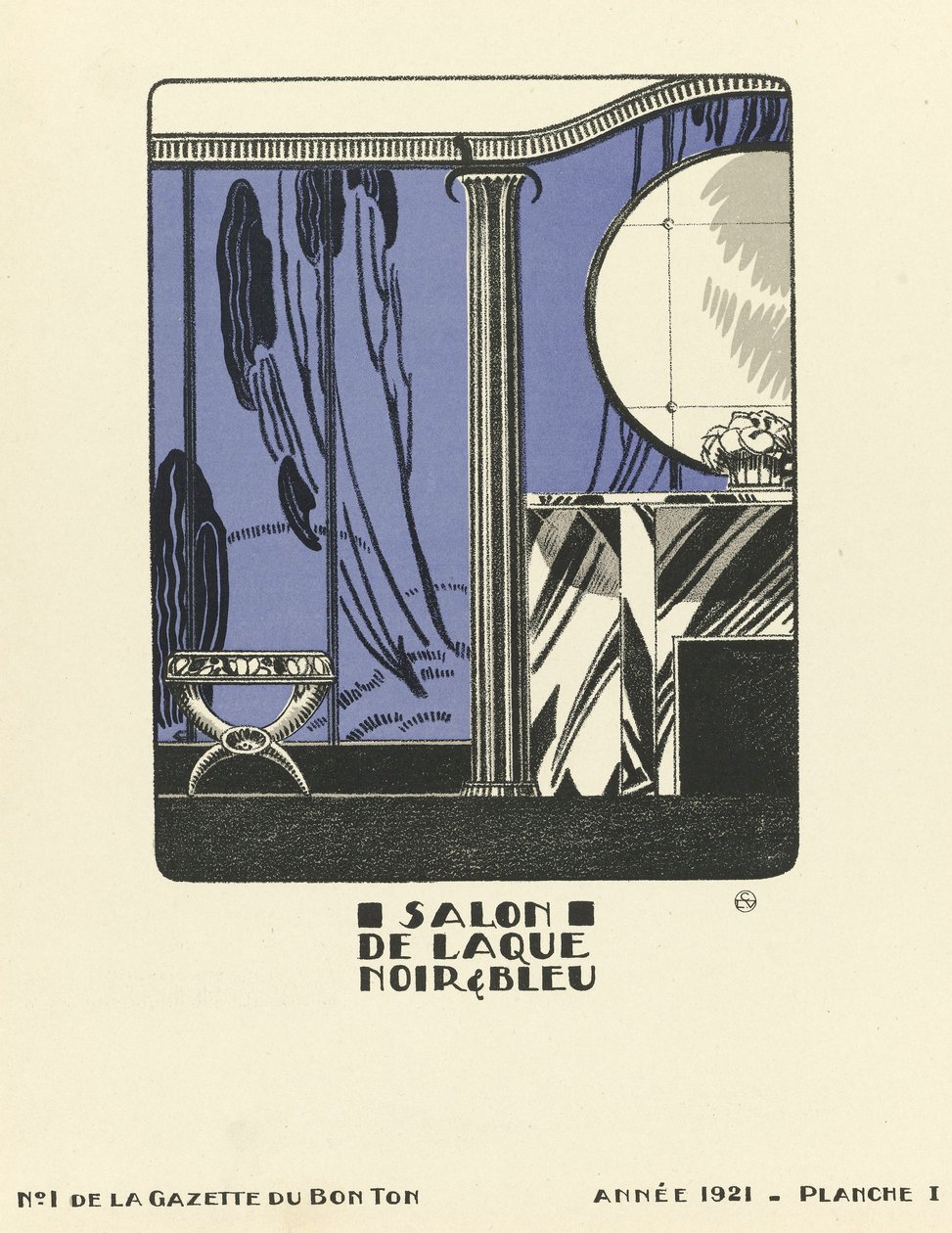 Advertisement for "Black & Blue Lacquer Salon", published 1921 by French School