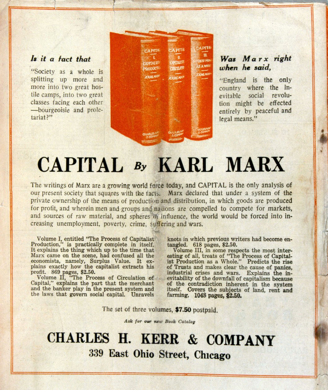 Advertising for the sale of Karl Marx