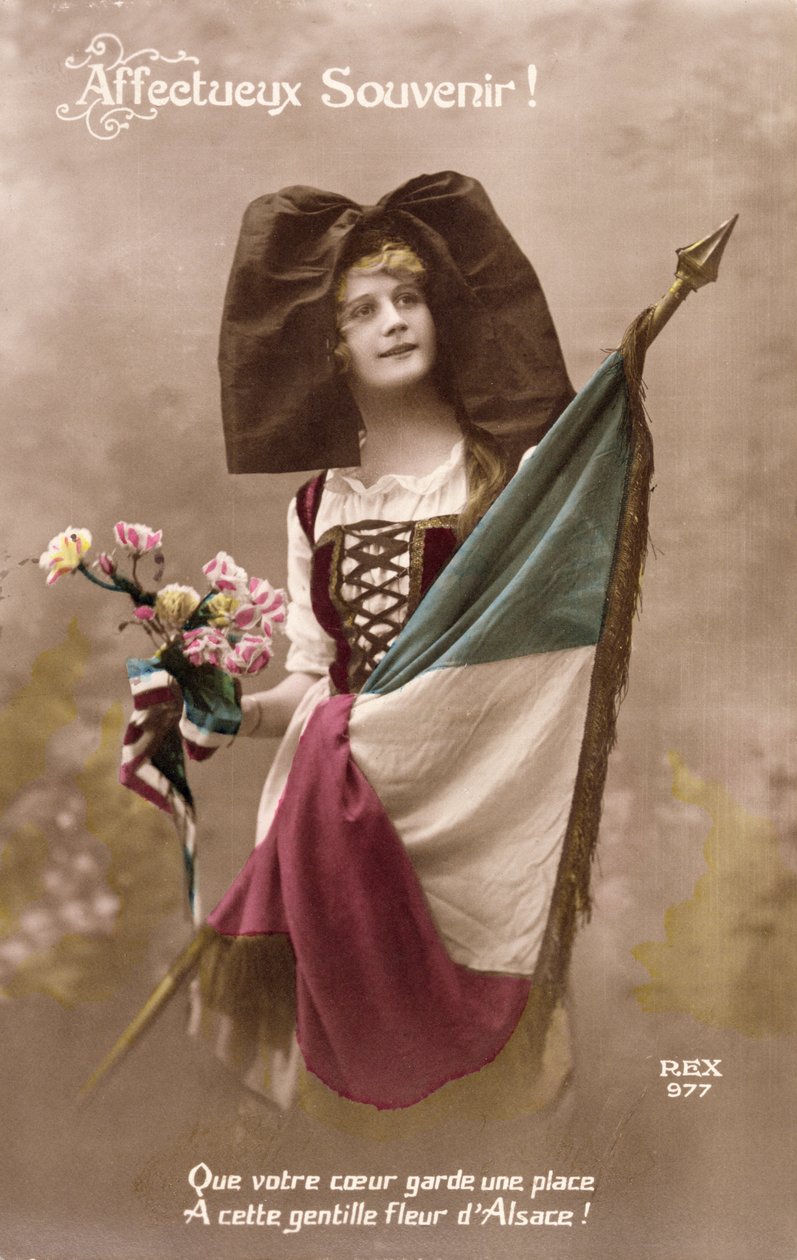 Affectionate Memory! Let your Heart keep a Place for this sweet Flower of Alsace!, post card, 1914-18 by French School