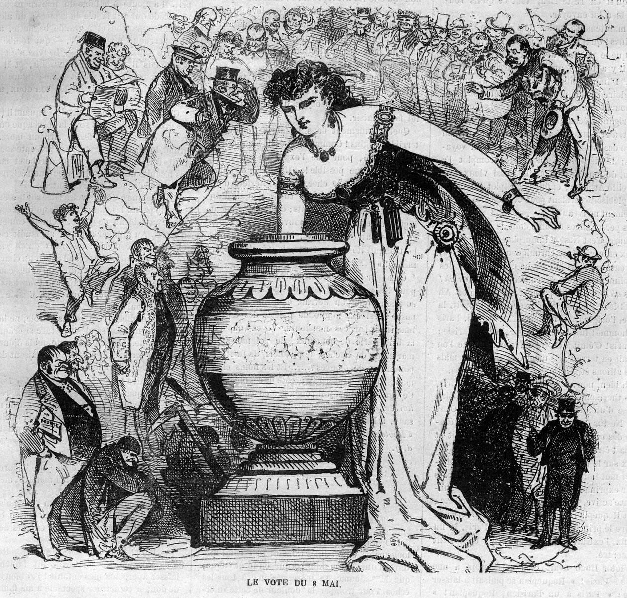 Allegory of the Plebiscite of 8 May 1870, Last Plebiscite Under the Second Empire - Engraving from 1870 by French School
