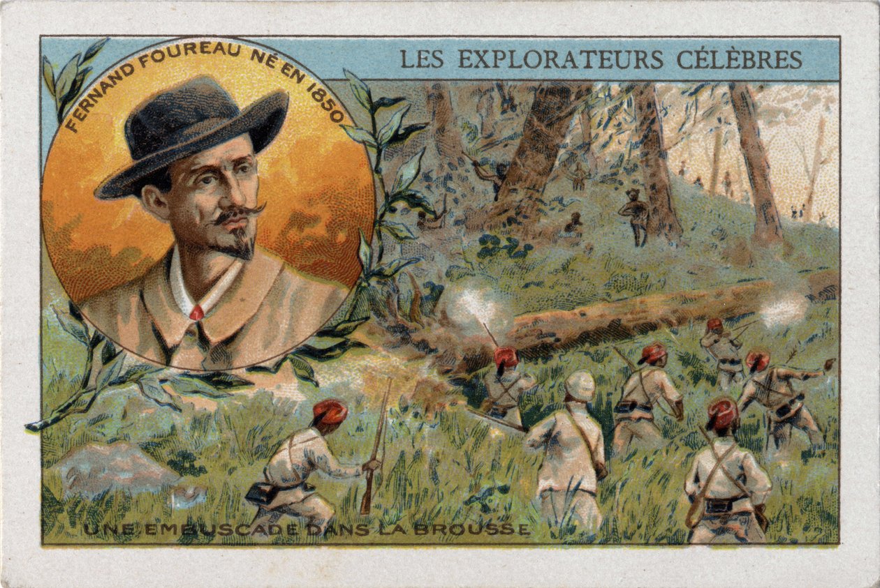Ambush in the African Bush During an Expedition by the French Explorer Fernand Fourreau. Chromolithography of the 19th Century by French School