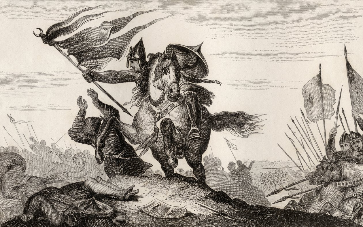 An 8th century French knight in battle, from 
