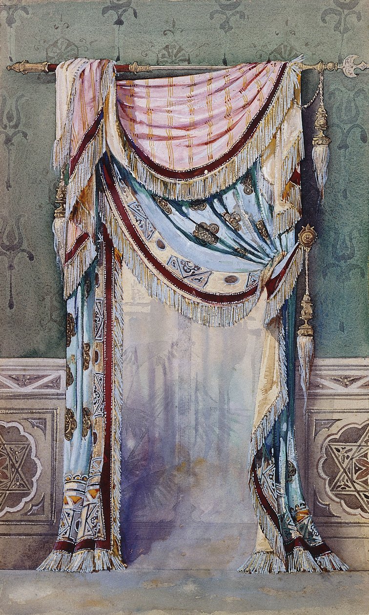 An Interior with a Curtain Design, c.1880 by French School