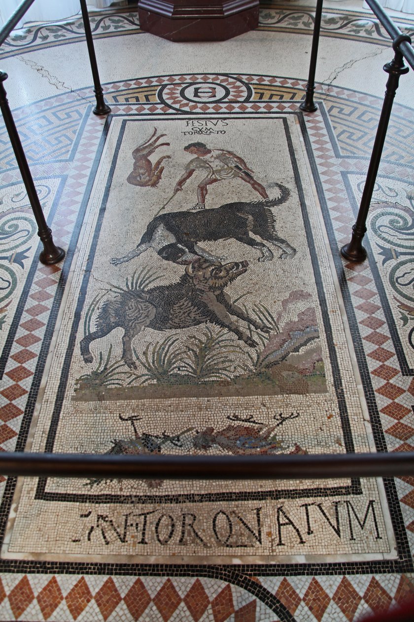 An interior view of the Chateau: mosaic by French School