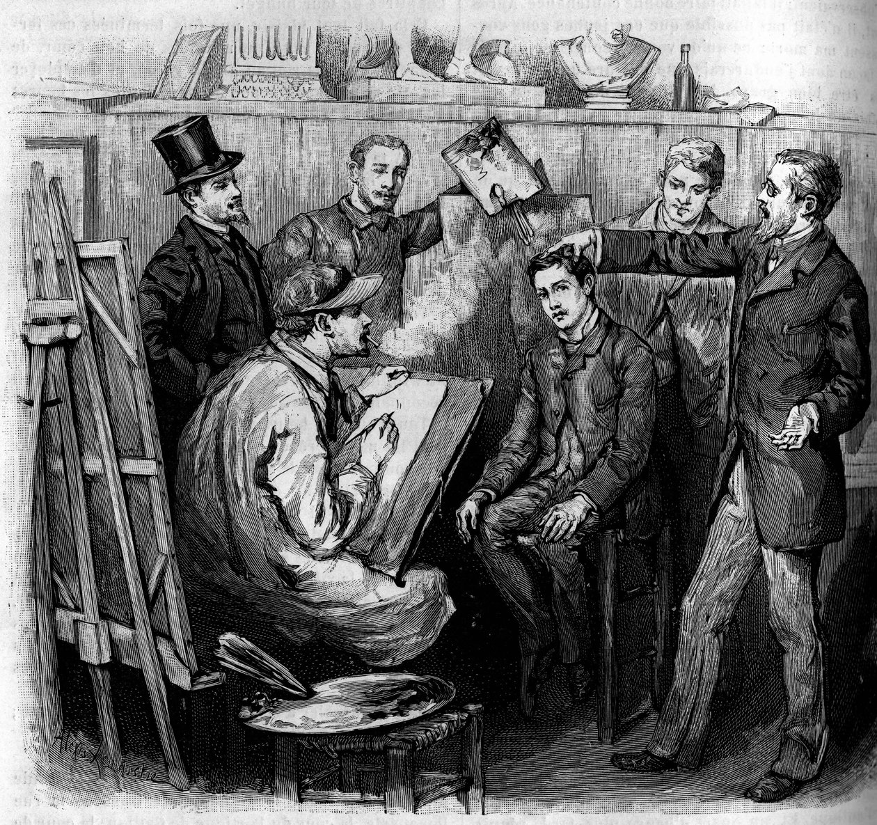 Analysis of a phrenologist on a candidate in an art school in Paris. Engraving in the illustrious journal 