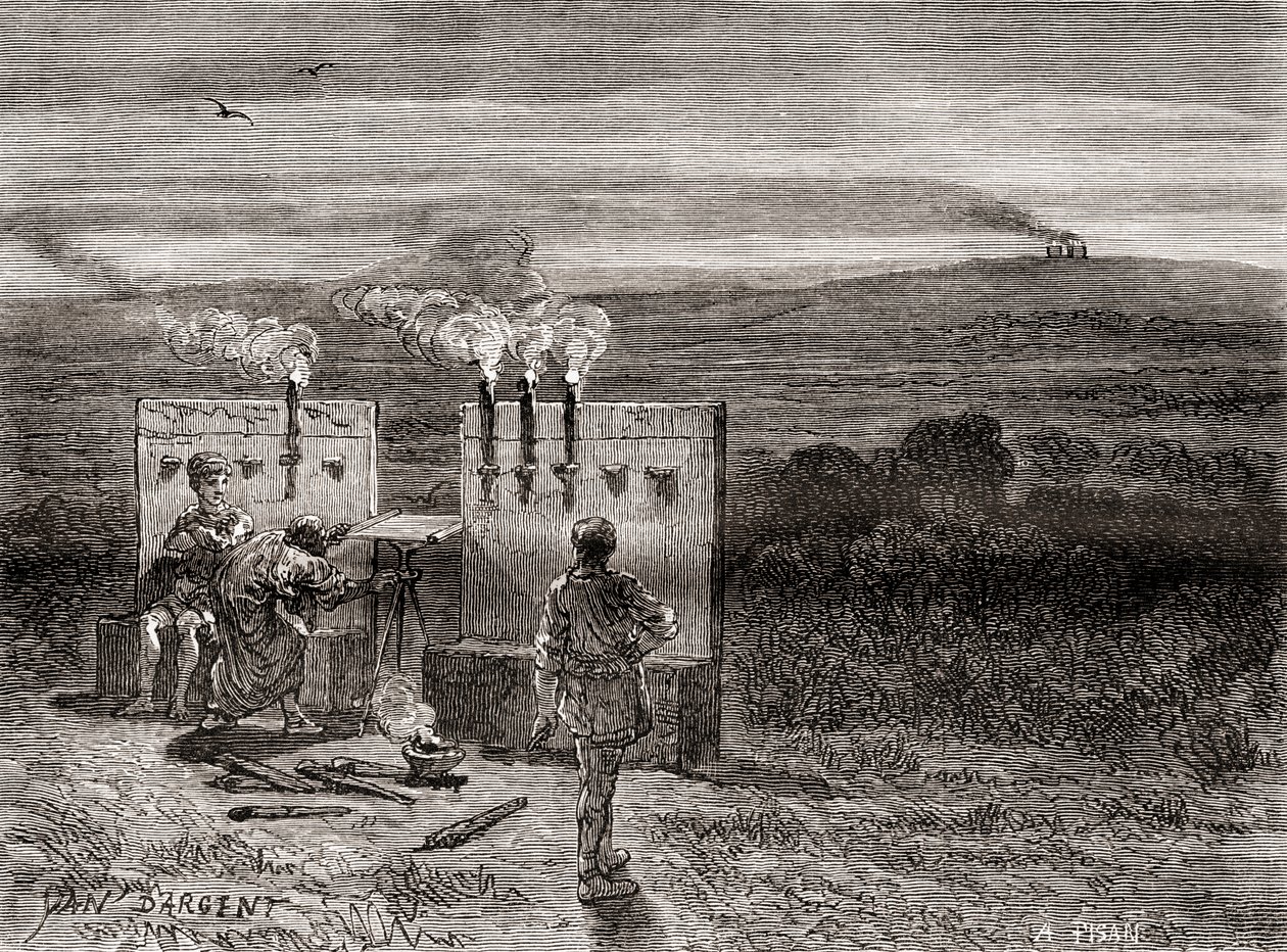 Polybius Working on the Polybius Square, from Les Merveilles de la Science, c.1870 by French School